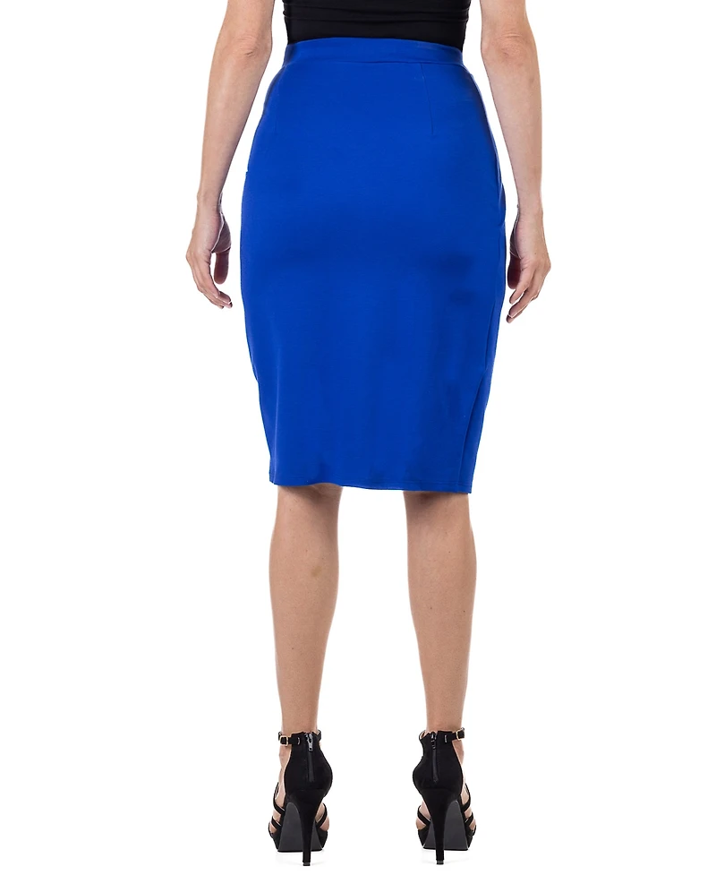 24seven Comfort Apparel Women's Elastic Waist Knee Length Tulip Pencil Skirt