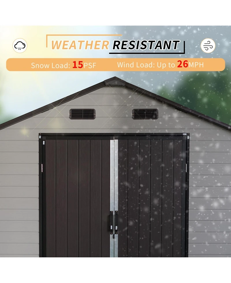 Streamdale Furniture 8x14 Resin Storage Shed w/ Windows, Aluminum Frame & Floor