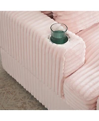 Streamdale Furniture Corduroy Armchair & Ottoman Set with Cup Holder