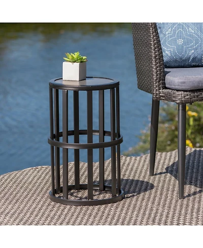 Streamdale Furniture Ceramic Tile Patio Side Table - Powder-Coated Iron Frame