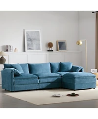 Streamdale Furniture Chenille Modular Sectional Sofa with Ottoman