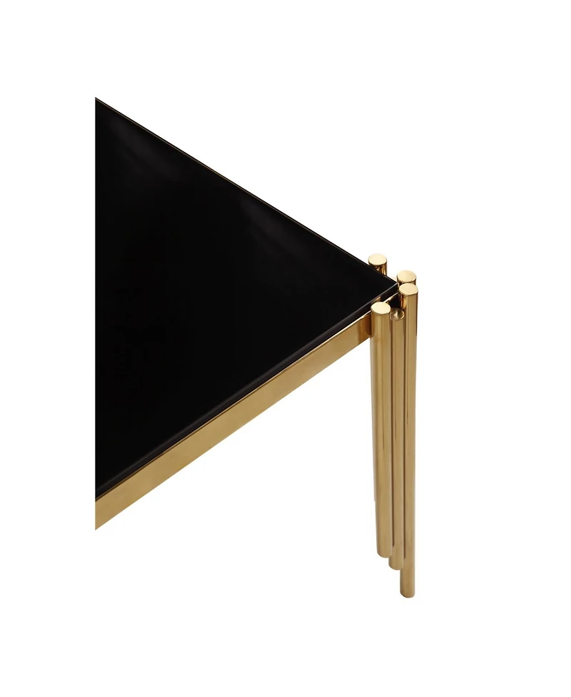 Streamdale 65" Rectangle Glass Dining Table with Gold Legs