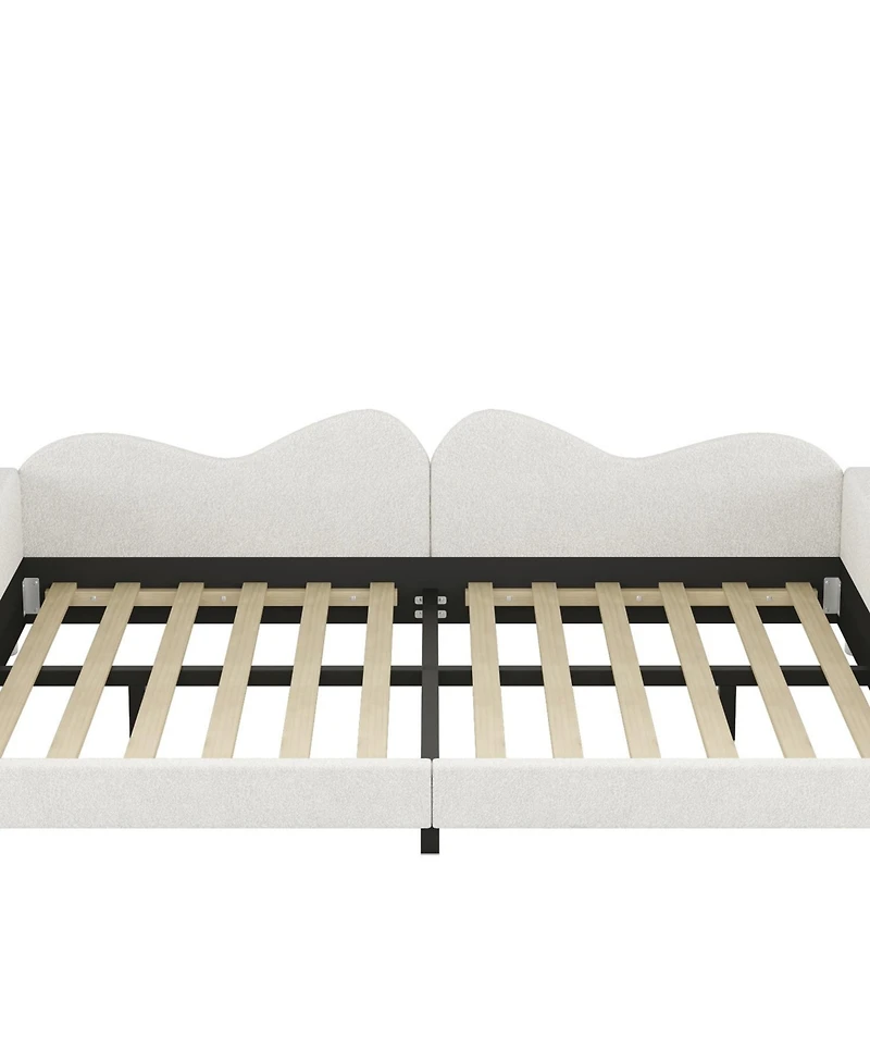 Streamdale Furniture Full size Upholstered Daybed, Sherpa Fabric Sofabed with Cloud-Shaped Backrest, No Box-spring Needed