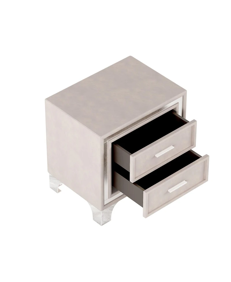 Streamdale Furniture Mid-Century Velvet Nightstand, Pink