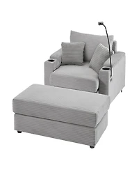 Streamdale Furniture Modern Sofa Couch w/ Ottoman Usb Cup Holders