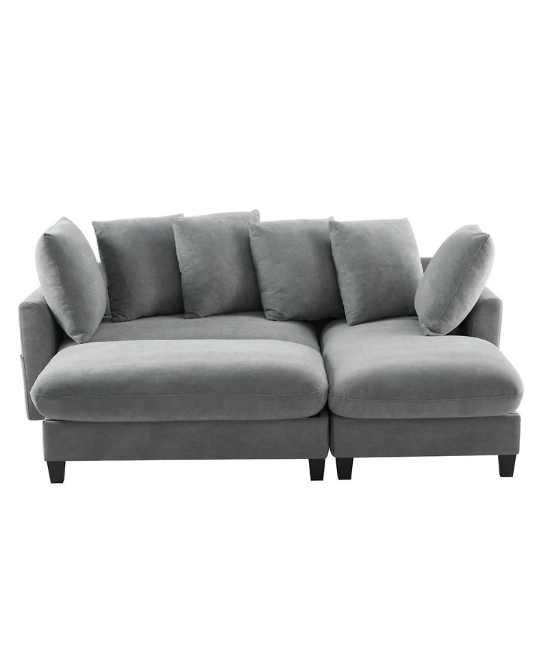 Streamdale Furniture 83" Sectional Sofa with Storage Ottoman & Pillows