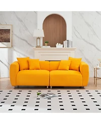 Streamdale Furniture 89" Yellow Sofa with Metal Legs & Pillows