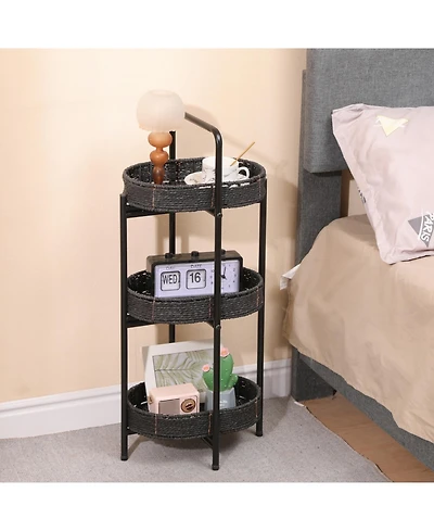 Streamdale Furniture Handwoven 3-Tier Oval Side Table