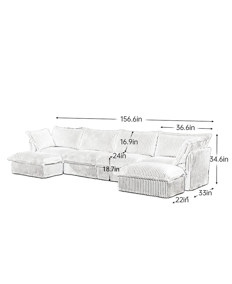 Streamdale Furniture Slipcovered U Shape Sectional Sofa Camel Corduroy