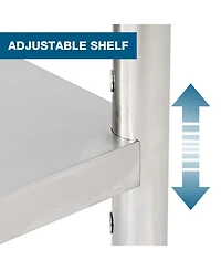 Streamdale Furniture 60" Stainless Steel Kitchen Prep Table w/ Shelf & Wheels