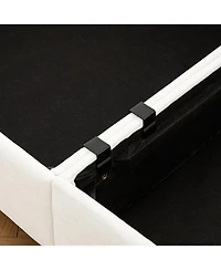 Streamdale Furniture White Chenille 2-Seater Sofa with Storage Ottoman