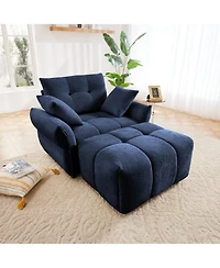 Streamdale Furniture Ergonomic Sofa & Ottoman Set - Blue