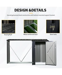 Streamdale Furniture Outdoor Steel Firewood Rack & Storage Shed - Black