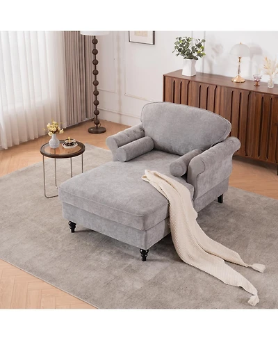 Streamdale Furniture Oversized Chenille Chaise Lounge Sofa Bed