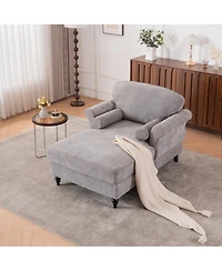 Streamdale Furniture Oversized Chenille Chaise Lounge Sofa Bed