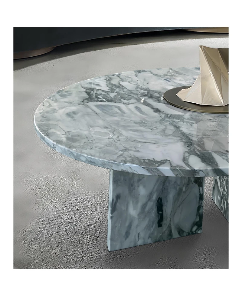 Streamdale Furniture Streamdale Blue Gray Marble Coffee Table Set