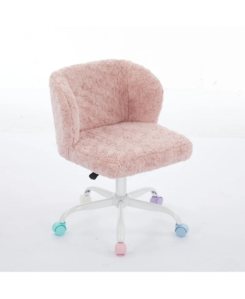 Streamdale Furniture Pink Faux Rabbit Fur Office Chair