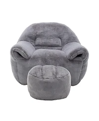 Streamdale Furniture Comfy Faux Fur Bean Bag Chair w/ Footstool