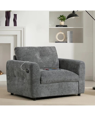 Streamdale Tufted Chenille Armchair with Charger & Wide Seat