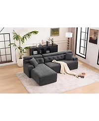 Streamdale Furniture Streamdale Grey Compression Sofa- Chaise & 3-Seater, Chenille, 2 Pillows