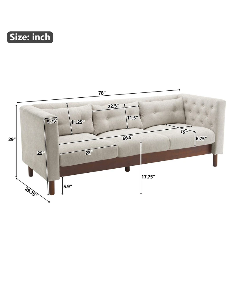 Streamdale 78" Upholstered Modern Sofa - Grayish Beige