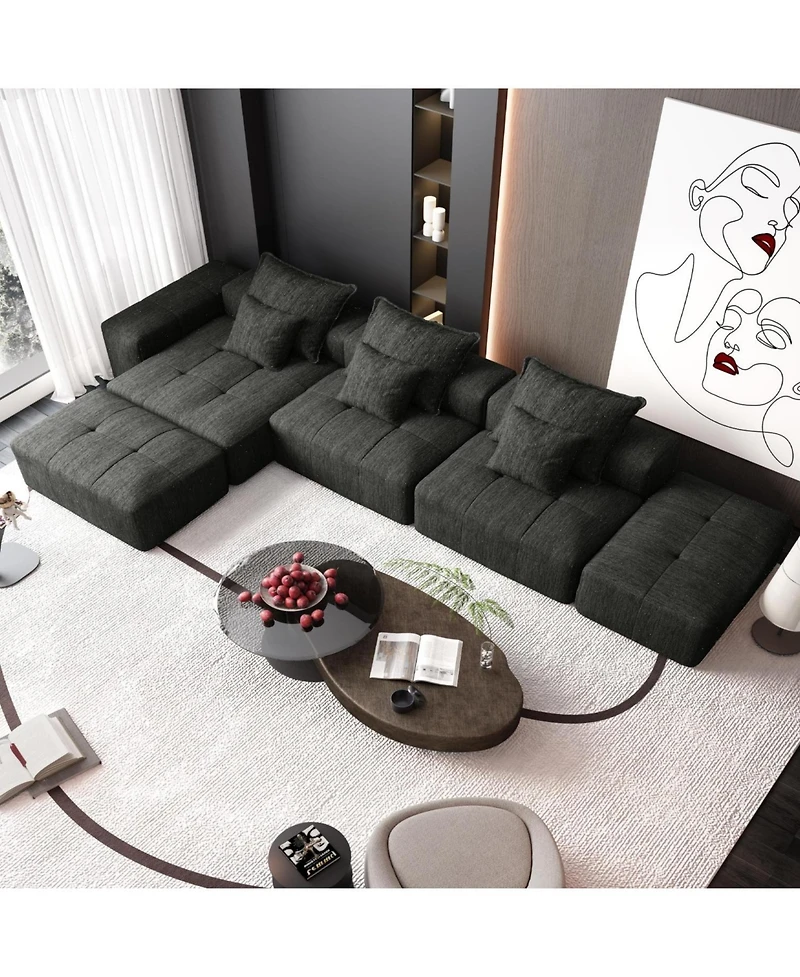 Streamdale Furniture Streamdale Modern Oversized Chenille Sectional Sofa with 6 Pillows