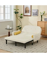 Streamdale Furniture Ivory Corduroy Loveseat Sofa Bed with Storage & Usb