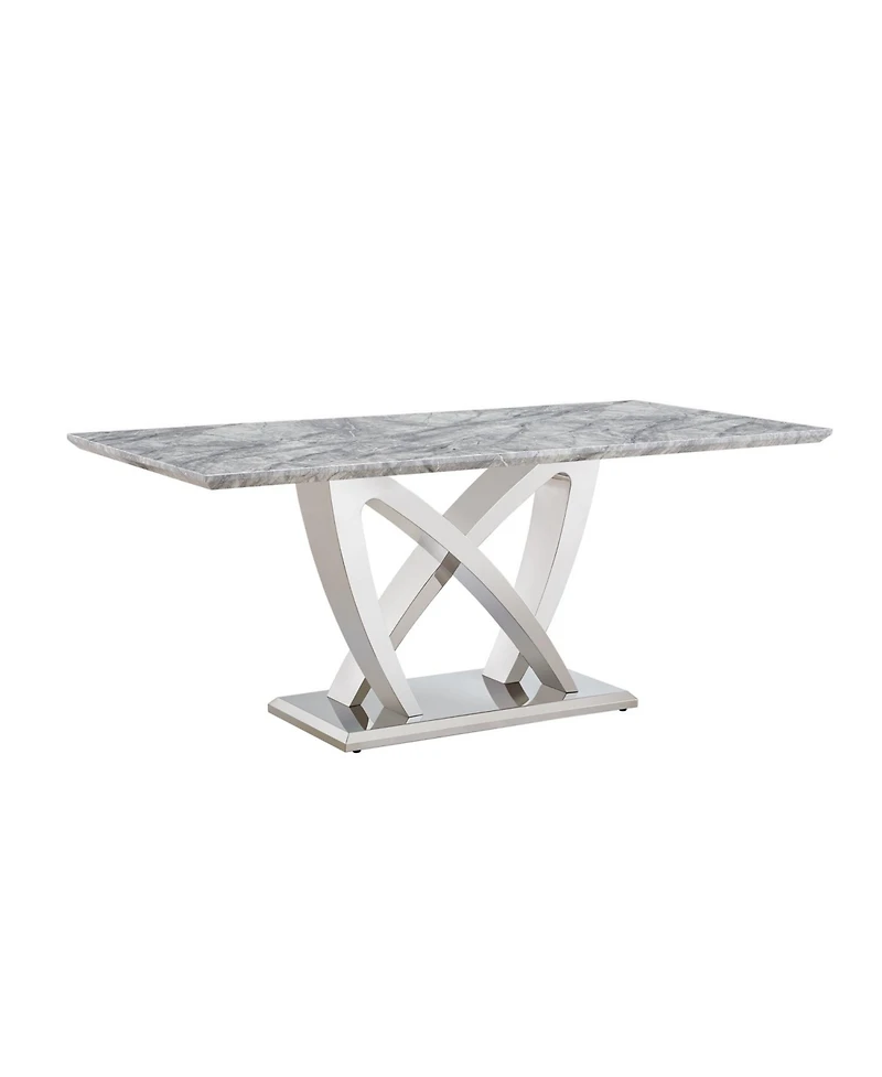 Streamdale Furniture Streamdale 70" Faux Marble Dining Table, Mirrored Base