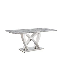 Streamdale Furniture Streamdale 70" Faux Marble Dining Table, Mirrored Base
