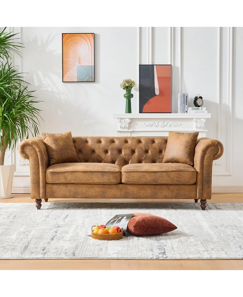 Streamdale Furniture Chesterfield Tech Fabric Sofa Set- 3+2 Seater, Mid-Century Modern