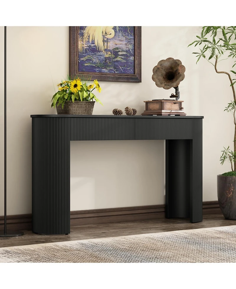 Streamdale Furniture Fluted Entryway Console Table with Drawers (Black