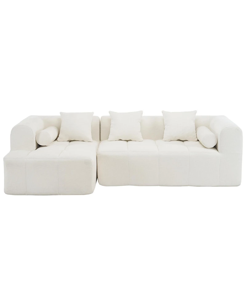 Streamdale Furniture 101" Sectional Sofa Modular Couch with Deep Seating & Pockets, Beige