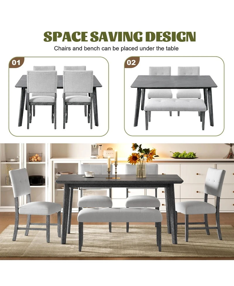 Streamdale Retro Dining Table, Seats 6, Rubberwood Legs