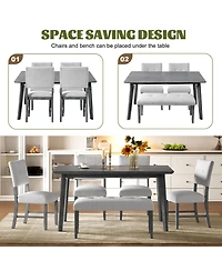 Streamdale Retro Dining Table, Seats 6, Rubberwood Legs