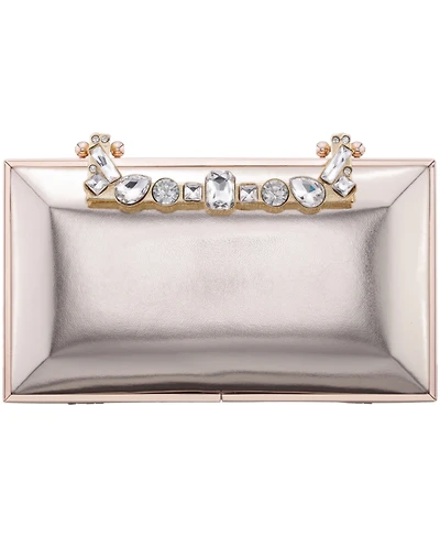 Nina Crystal Handle Lift Lock Clutch