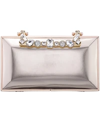 Nina Crystal Handle Lift Lock Clutch