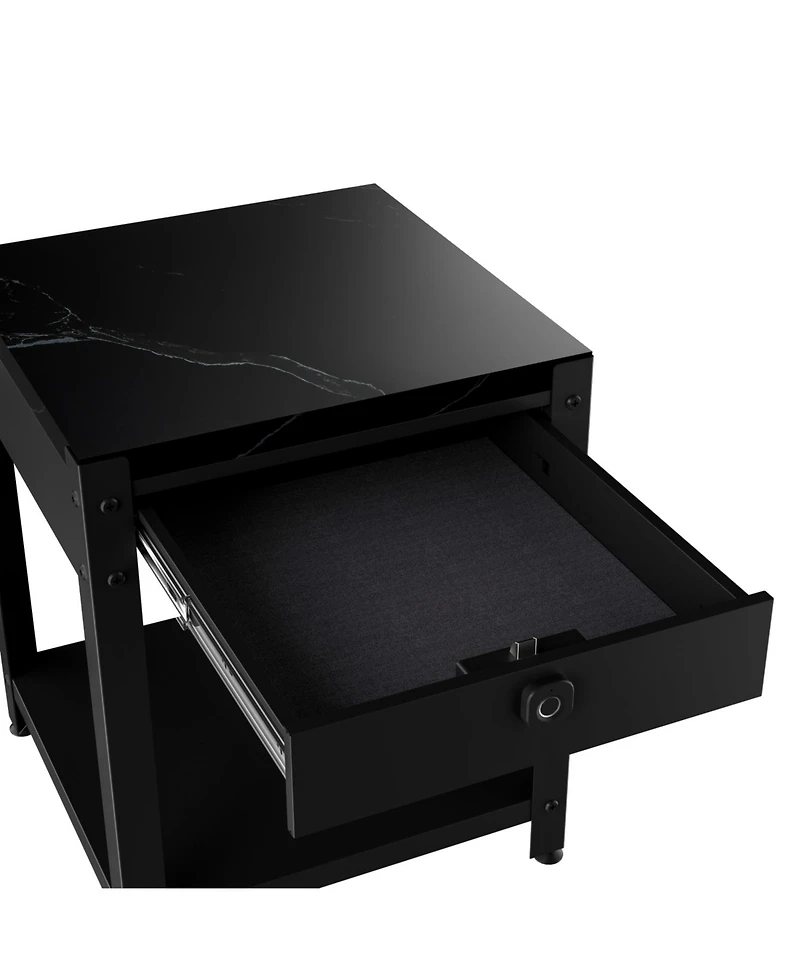 Streamdale Furniture Square Double-Layer Coffee Table - Hidden Compartment & Fingerprint Lock