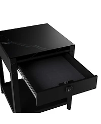 Streamdale Furniture Square Double-Layer Coffee Table - Hidden Compartment & Fingerprint Lock