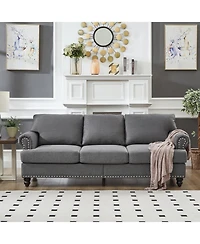 Streamdale Furniture 83" Modern Grey Sofa with Nailhead Trim