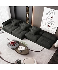 Streamdale Furniture Modern Oversized Chenille Sectional Sofa with 6 Pillows, Black