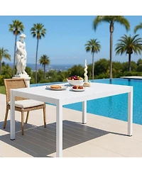 Streamdale Furniture 55" White Modern Table - Indoor/Outdoor Dining, Patio, Garden