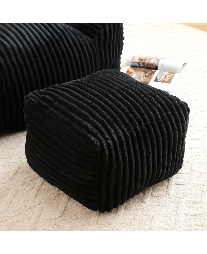 Streamdale Furniture Giant Plush Bean Bag Chair w/ Footstool - Comfy Black Lounge Sofa