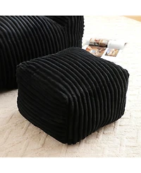Streamdale Furniture Giant Plush Bean Bag Chair w/ Footstool - Comfy Black Lounge Sofa