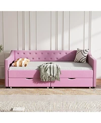 Streamdale Furniture Twin Upholstered Tufted Arms & Storage Drawers Daybed