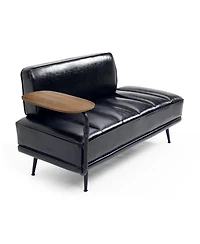 Streamdale Furniture + 55" + Black Faux Leather + Swivel Tray & Metal Legs + Bed Bench