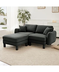 Streamdale Furniture Boucle Loveseat Sofa with Ottoman & Shell Armrests