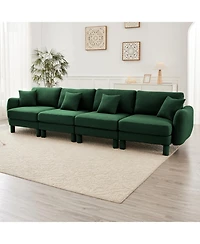 Streamdale FurnitureGreen Boucle 4-Seater Sofa with Shell Armrests