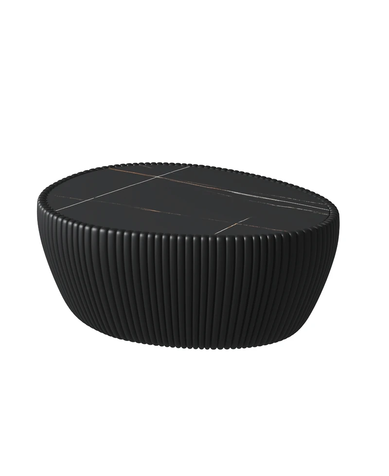 Streamdale Furniture Black Marble Top Leather Coffee Table