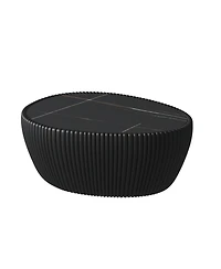 Streamdale Furniture Black Marble Top Leather Coffee Table