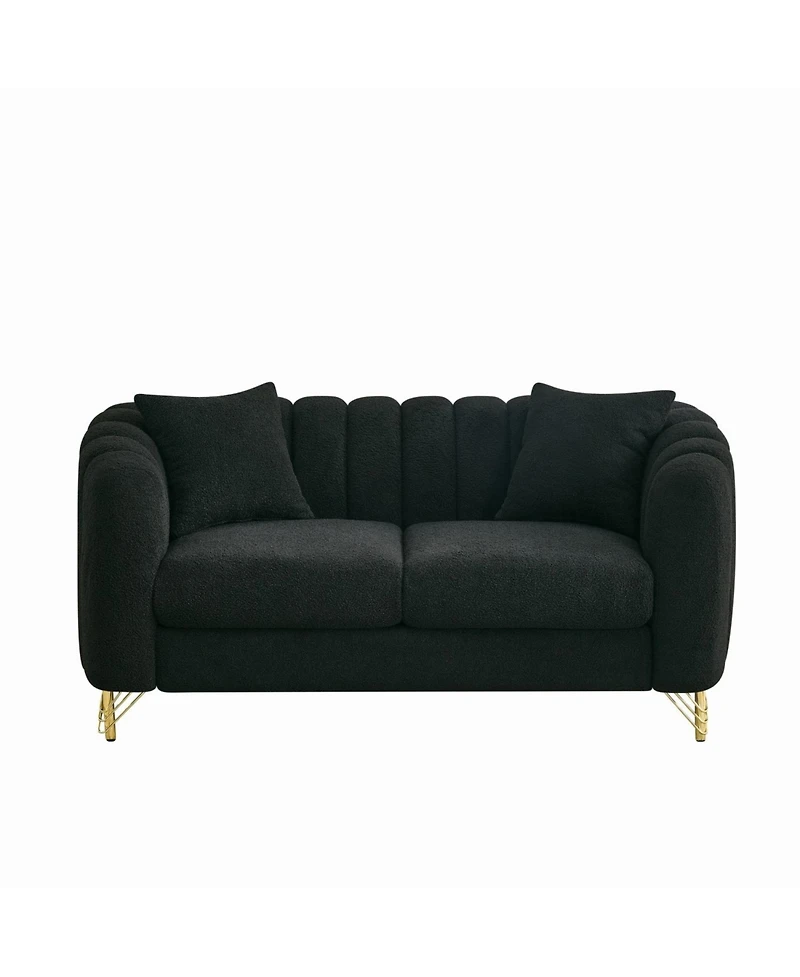 Streamdale Furniture 63" Chenille Loveseat Sofa - Modern Tufted Couch with Gold Legs